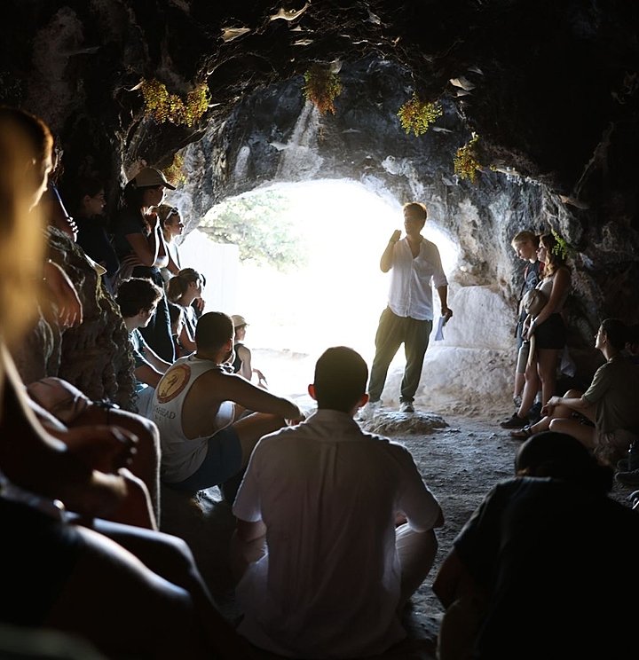  Lecture in the Cave of Pythagoras, Greece. 