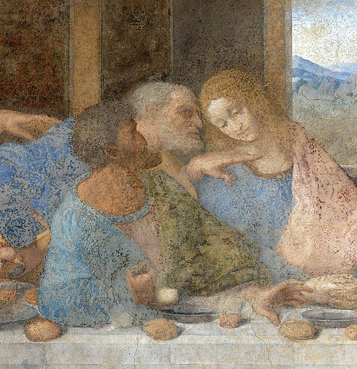  Leonardo Da Vinci, Last Supper (detail with Judas, Peter and John), c. 1495-98, Santa Maria delle Grazie, Milan. 